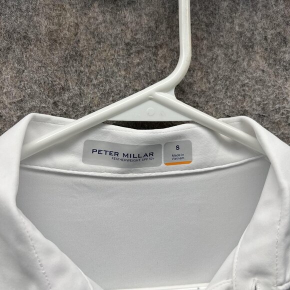 Peter Millar Polo Shirt Mens Small White Featherweight UPF 50+ Golf Performance - Picture 6 of 10